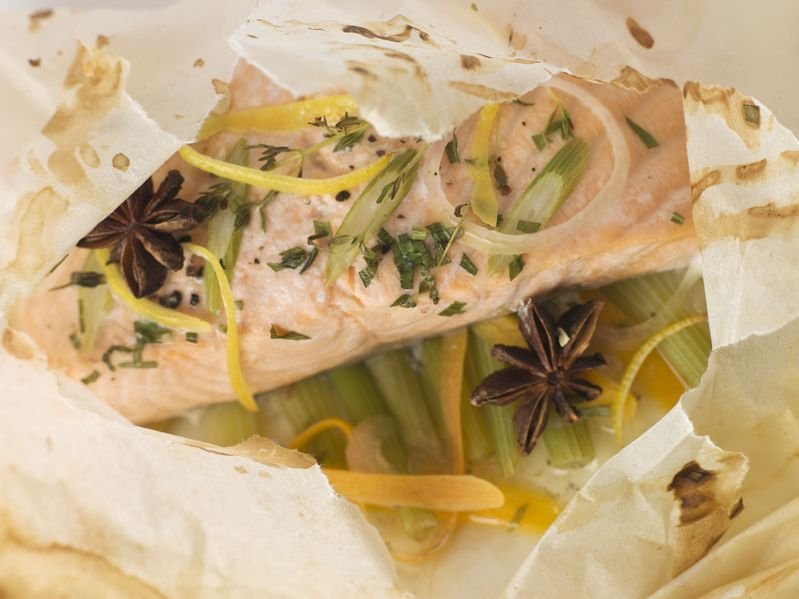 Saumon en papillote aux endives